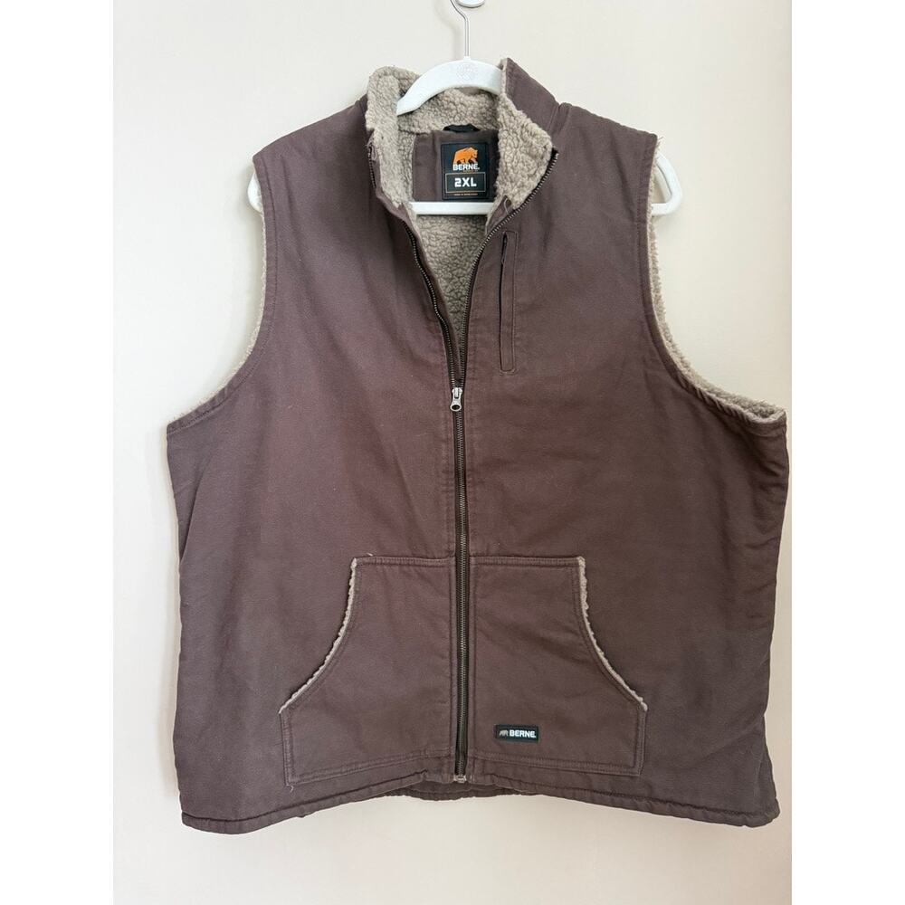 Berne Sherpa Lined Canvas Work Vest Brown Women’s 2XL (20–22)